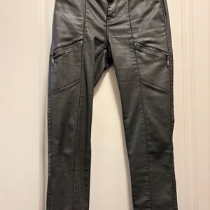 Chic Metallic Gray Straight Leg Pants